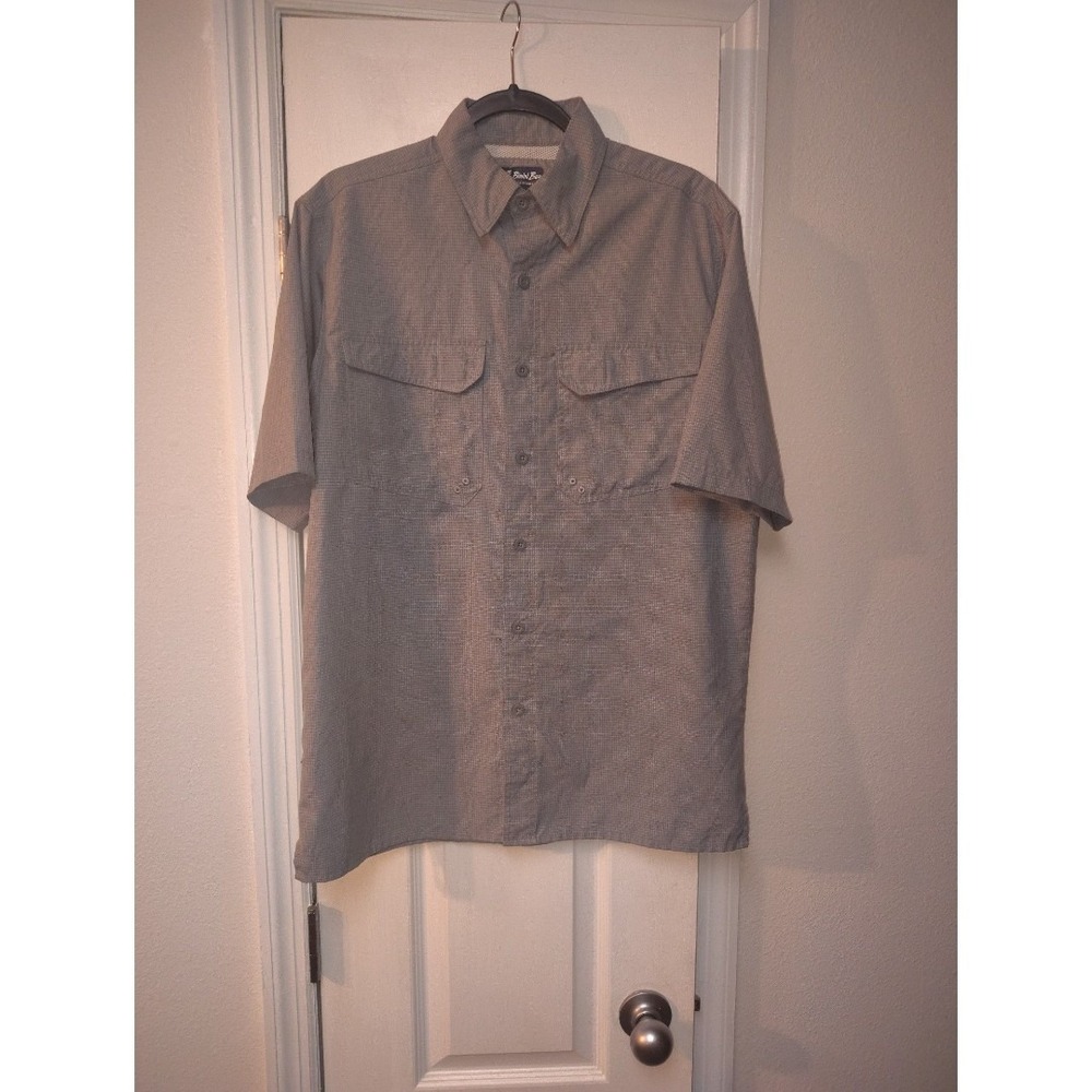 Bimini Bay Outfitters Mens Short‎ Sleeve Fishing Shirt Blue Check Ventilated S